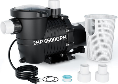 LANCHEZ In/Above Ground Pool Pump, High Flow Self Primming Swimming Pool Pumps Above Ground, Black