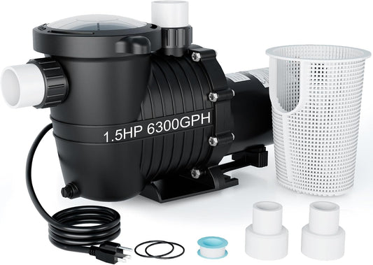 LANCHEZ In/Above Ground Pool Pump, High Flow Self Primming Swimming Pool Pumps Above Ground, Deep black