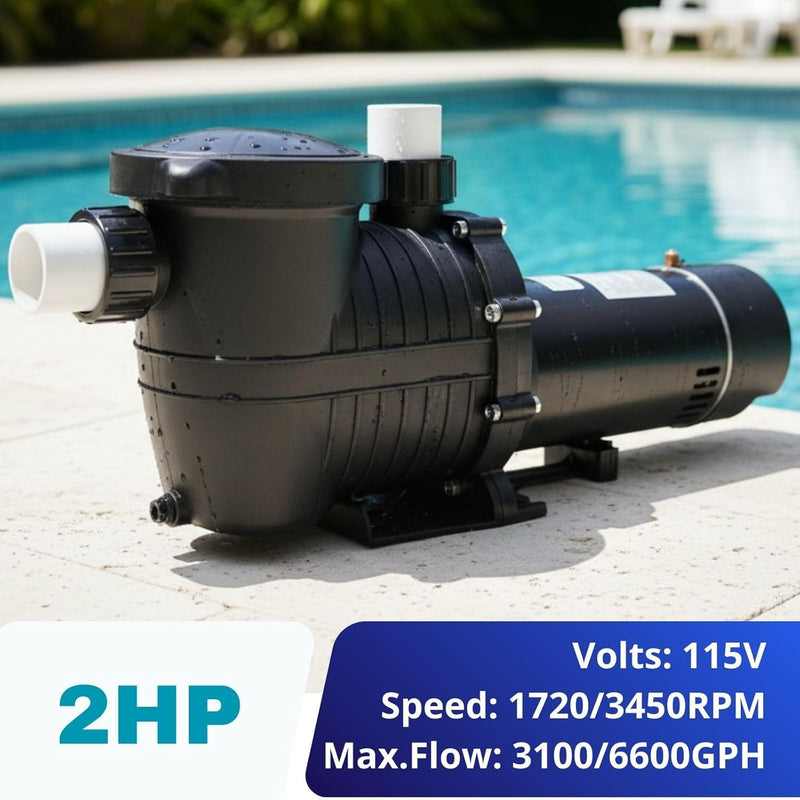 LANCHEZ In/Above Ground Pool Pump, High Flow Self Primming Swimming Pool Pumps Above Ground, Charcoal black
