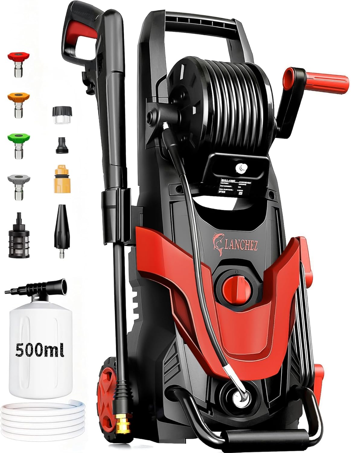 2026Upgraded Pressure Washer 4800PSI w/4 Quick Connect Nozzles, Inlet Hose & Filter&500ML Soap Tank, High Cleaning Machine for Cars/Fences/Driveways/Patios/Home Cleaning,Blue