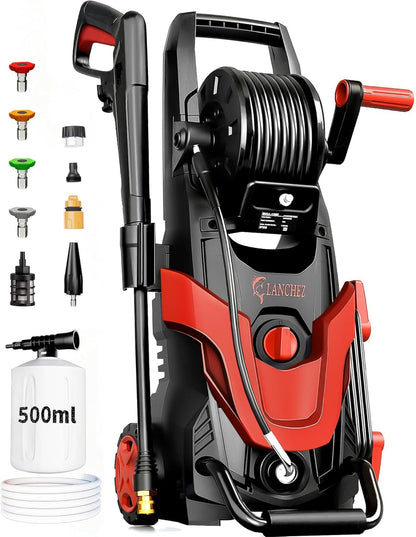 2026Upgraded Pressure Washer 4800PSI w/4 Quick Connect Nozzles, Inlet Hose & Filter&500ML Soap Tank, High Cleaning Machine for Cars/Fences/Driveways/Patios/Home Cleaning,Blue