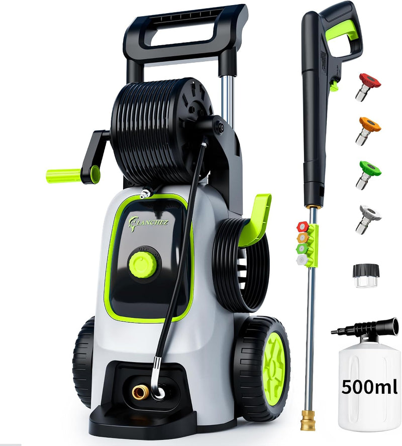 2026 Upgraded Pressure Washer 5000PSI with Luggage-Style Telescopic Handle, 4 Quick-Connect Nozzles, 500ML Soap Tank, Portable High-Power Cleaning Machine for Car, Fence, Driveway, Patio & Home,Blue