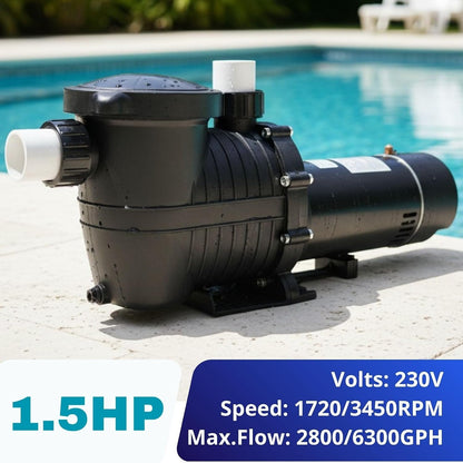 LANCHEZ In/Above Ground Pool Pump, High Flow Self Primming Swimming Pool Pumps Above Ground, Light black