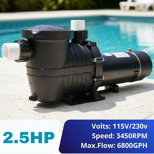 LANCHEZ In/Above Ground Pool Pump, High Flow Self Primming Swimming Pool Pumps Above Ground, Black