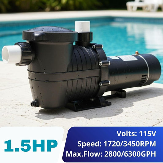 LANCHEZ In/Above Ground Pool Pump, High Flow Self Primming Swimming Pool Pumps Above Ground, Deep black
