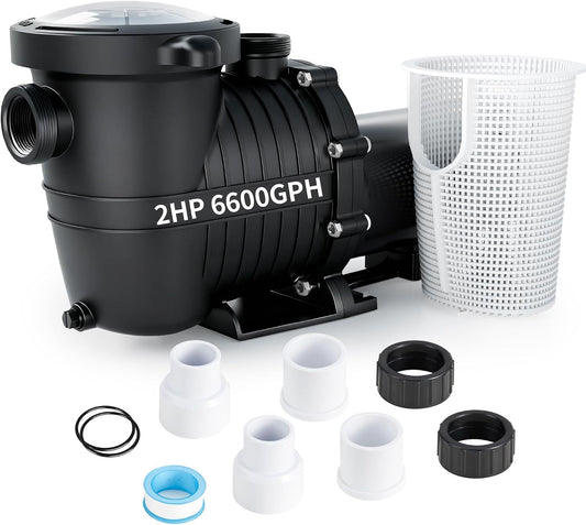 LANCHEZ In/Above Ground Pool Pump, High Flow Self Primming Swimming Pool Pumps Above Ground, Jet black
