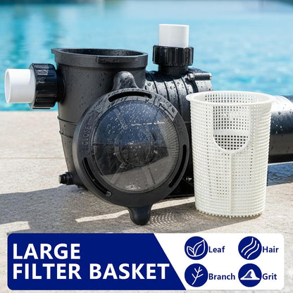 LANCHEZ In/Above Ground Pool Pump, High Flow Self Primming Swimming Pool Pumps Above Ground, Light black
