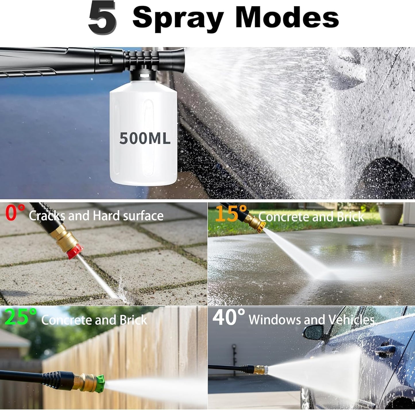 2026Upgraded Pressure Washer 4800PSI w/4 Quick Connect Nozzles, Inlet Hose & Filter&500ML Soap Tank, High Cleaning Machine for Cars/Fences/Driveways/Patios/Home Cleaning,Red