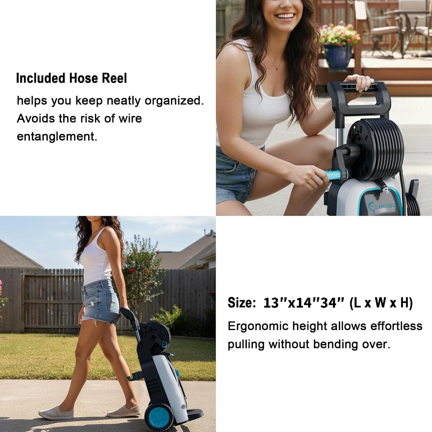2026 Upgraded Pressure Washer 5000PSI with Luggage-Style Telescopic Handle, 4 Quick-Connect Nozzles, 500ML Soap Tank, Portable High-Power Cleaning Machine for Car, Fence, Driveway, Patio & Home,Blue