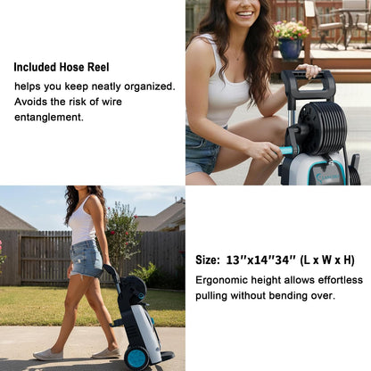 2026 Upgraded Pressure Washer 5000PSI with Luggage-Style Telescopic Handle, 4 Quick-Connect Nozzles, 500ML Soap Tank, Portable High-Power Cleaning Machine for Car, Fence, Driveway, Patio & Home,Blue