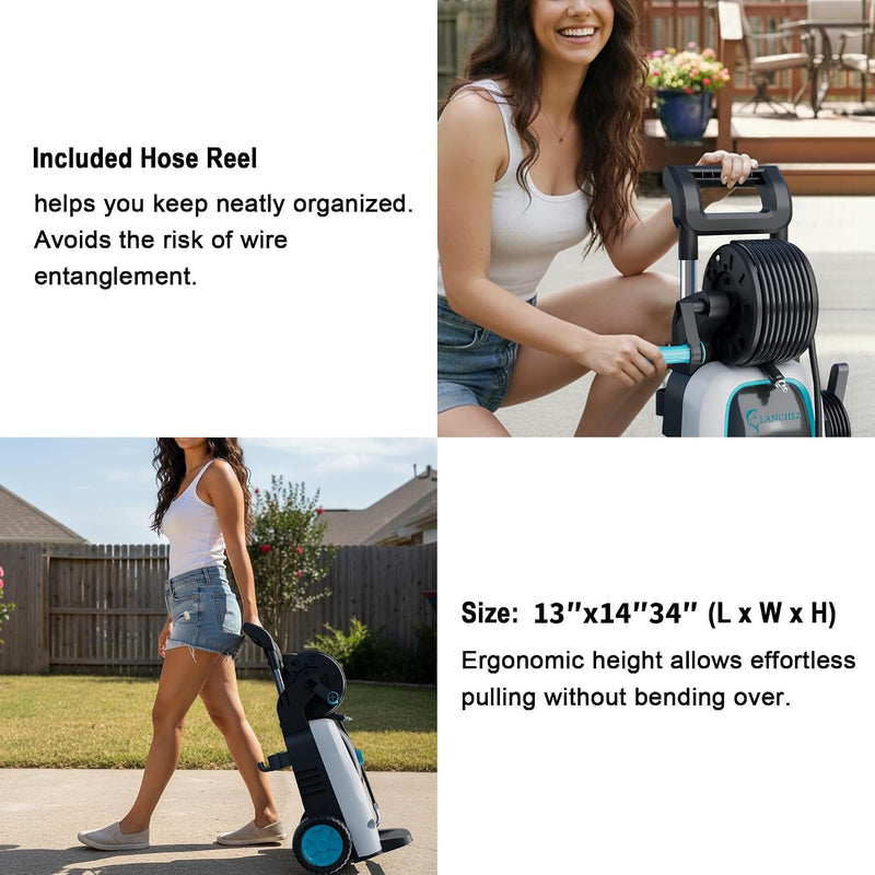 2026 Upgraded Pressure Washer 5000PSI with Luggage-Style Telescopic Handle, 4 Quick-Connect Nozzles, 500ML Soap Tank, Portable High-Power Cleaning Machine for Car, Fence, Driveway, Patio & Home,Blue