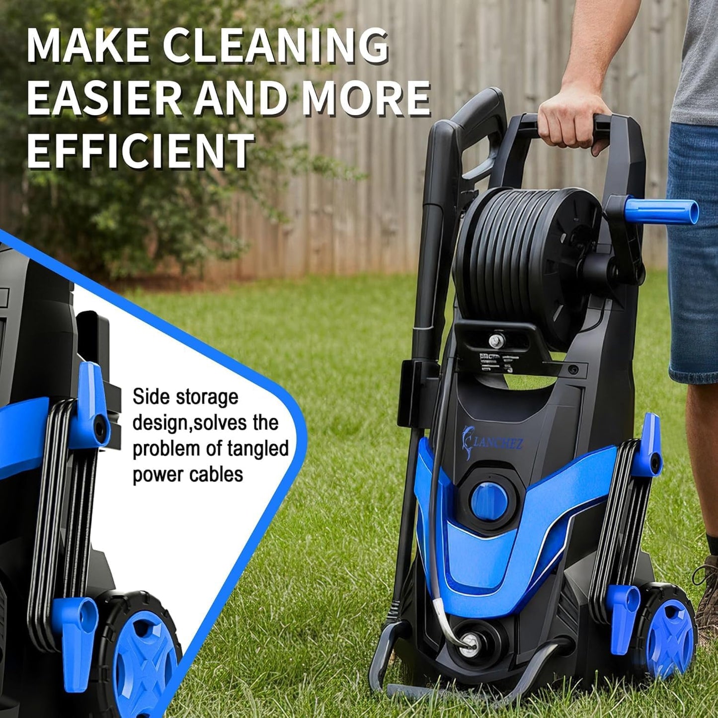 2026Upgraded Pressure Washer 4800PSI w/4 Quick Connect Nozzles, Inlet Hose & Filter&500ML Soap Tank, High Cleaning Machine for Cars/Fences/Driveways/Patios/Home Cleaning,Blue